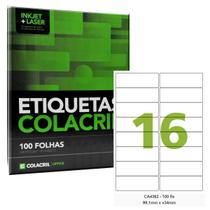 Etiqueta Adesiva A4 CA4362 99,1 x 34 mm 100 Folhas Colacril Etiqueta Adesiva A4 CA4362 99,1 x 34 mm 100 Folhas Colacril
