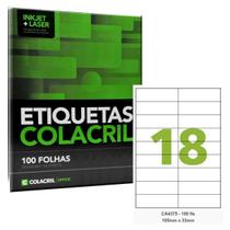 Etiqueta Adesiva A4 CA4375 105 x 33 mm 100 Folhas Colacril