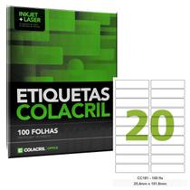 Etiqueta Adesiva Carta CC181 25,4 x 101,6 mm 100 Folhas Cola Etiqueta Adesiva Carta CC181 25,4 x 101,6 mm 100 Folhas Cola