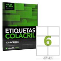 Etiqueta Adesiva Carta CC184 84,7 x 101,6 mm 100 Folhas Cola Etiqueta Adesiva Carta CC184 84,7 x 101,6 mm 100 Folhas Cola
