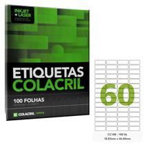 Etiqueta Adesiva Carta CC189 16,93 x 44,45 mm 100 Folhas Col Etiqueta Adesiva Carta CC189 16,93 x 44,45 mm 100 Folhas Col