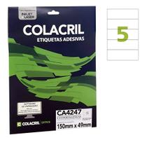 Etiqueta Adesiva Colacril A4 CA4247 150x49mm 25Fls Etiqueta Adesiva Colacril A4 CA4247 150x49mm 25Fls