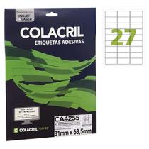 Etiqueta Adesiva Colacril A4 CA4255 31x63,5mm C/675 c/25 fls
