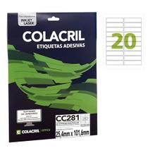 Etiqueta Adesiva Colacril Carta CC281 25,4x101,6mm 25Fls