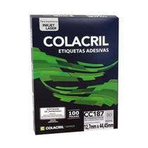 Etiqueta Adesiva Colacril CC187 (12,7x44,5 mm) Caixa Com 100 folhas