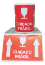 Etiqueta Adesiva Cuidado Frágil Copo Vidro Seta 200 Unidades