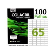 Etiqueta Adesiva Impressora A4 38,1x21,2mm 100 folhas - ColaCril