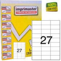 Etiqueta Adesiva Imprimaster A4 - 70mm X 33,0mm - 27 Etiquetas folha - Caixa 100 folhas - 2700 etiquetas adesivasca