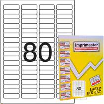 Etiqueta Adesiva Imprimaster Carta - 12,7mm X 44,45mm - 80 etiquetas folha - caixa c/ 100 folhas - 8000 etiquetas adesivas