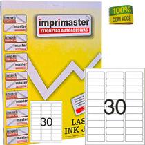 Etiqueta Adesiva Imprimaster Carta - 25,4mm X 66,7 mm - 30 etiquetas folha Caixa 100 folhas - 3000 etiquetas adesivas