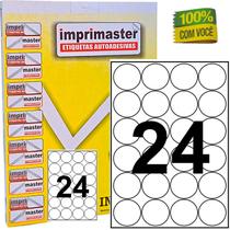 Etiqueta Adesiva Imprimaster Carta - 42,33mm Redonda - 24 etiquetas folha - Caixa 100 Folhas - 2400 etiquetas Adesivas redondas