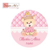 Etiqueta Adesiva Personalizada Para Tubete - Ursinha Princesa 4X4CM