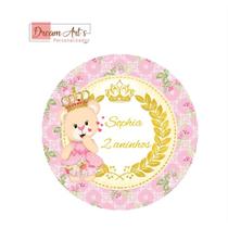 Etiqueta Adesiva Personalizada Para Tubete - Ursinha Princesa 4X4CM