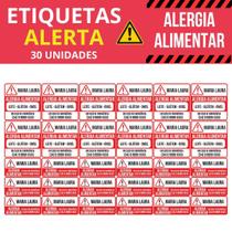 Etiqueta Alerta Alergia Alimentar Personalizada Vinil 30un