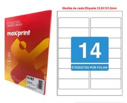 Etiqueta Auto Adesiva Papel Carta 14 Etiquetas por Folha Pacote com 100 Folhas Ref.6182 - Maxprint
