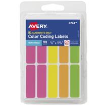 Etiqueta AVERY com codificação de cores removível 180 etiquetas em branco