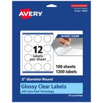 Etiqueta: Avery Glossy Clear, redonda, 2 cm de diâmetro, 1.200 etiquetas