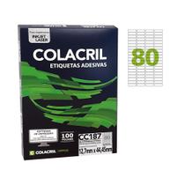 Etiqueta Carta 12,7mm x 44,45mm 100 Folhas CC187 Colacril