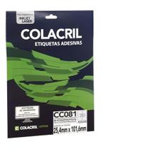 Etiqueta Carta 25,4Mm X 101,6 Mm 25 Folhas Cc281 Colacril