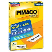 Etiqueta Carta 6180 25,4x66,7mm ink-Jet/Laser Pimaco 100Fls