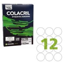 Etiqueta carta cc194 63,5mm redonda 12 etiquetas 100 folhas
