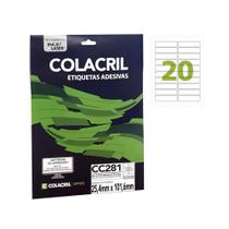 Etiqueta carta cc281 25,4x101,6mm 20etiq/f cx 25f colacril