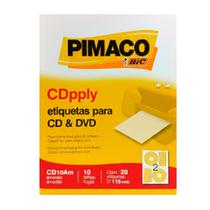 Etiqueta CD e DVD Pimaco Papel Carta 20 Etiquetas CD10 Amarela Etiqueta CD e DVD Pimaco Papel Carta 20 Etiquetas CD10 Amarela