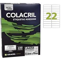 Etiqueta Colacril CA4354 22 por folha 25,4mmx99mm com 100 folhas Etiqueta Colacril CA4354 22 por folha 25,4mmx99mm com 100 folhas