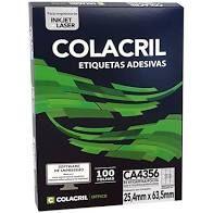 Etiqueta Colacril Ca4356 33 por folha 25,4mmx63,5mm com 100 folhas