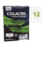 Etiqueta Colacril Ca4364 12 por Folha 63,5mmx72mm com 100 folhas Etiqueta Colacril Ca4364 12 por Folha 63,5mmx72mm com 100 folhas