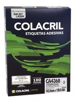 Etiqueta Colacril Ca4368 2 por Folha 143,4mmx199,9mm com 100 folhas