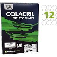 Etiqueta Colacril Cc194 12 por folha 63,5mm com 100 folhas