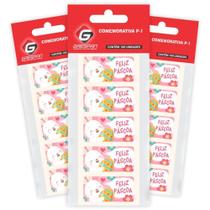 Etiqueta Comemorativa "feliz Páscoa" Rosa Retangular - Pacote com 100 Unidades