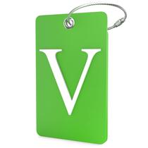Etiqueta de bagagem Shacke Initial Letter V dobrável com laço de aço