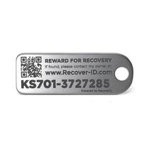 Etiqueta de identificação de chave KeySmart RecoverID em aço inoxidável prateado