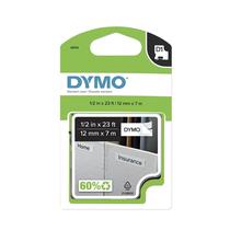 Etiqueta DYMO Authentic D1 12mm x 7m Impressão preta em fita branca