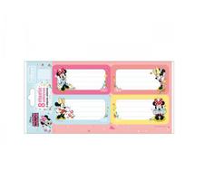 Etiqueta escolar adesiva minnie mouse disney 8 etiquetas - tilibra