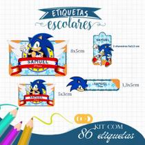 Etiqueta Escolar Personalizada Sonic 86 unidades