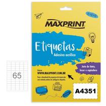 Etiqueta Ink-jet/laser A4351 21,2x38,2 Mm Pacote Com 100 Folhas Com 65 Etiquetas Por Folha - Maxprin - Maxprint