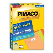 Etiqueta inkjet/laser A4348 com 100 folhas Pimaco