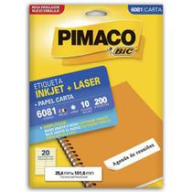 Etiqueta Inkjet/Laser Carta 6081 Com 10 Folhas Pimaco