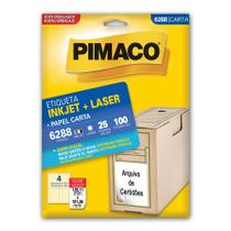 Etiqueta inkjet/laser carta 6288 com 25 folhas - Pimaco