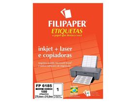 Etiqueta Inkjet+Laser FP 6185, 279,4x215,9mm, 1 ETIQ. POR FL./ 100 ETIQ./ 100 FL./ Filipaper 04411