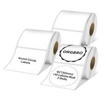 Etiqueta ORGBRO redonda de 5 cm, 420 unidades, preta sobre branco