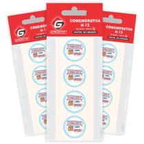 Etiqueta para Presente "embalado com AMOR" Redondo - Cartela com 100 Unidades