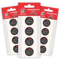 Etiqueta para Presente Feito com AMOR Preto Redondo Pacote com 100 Unidades