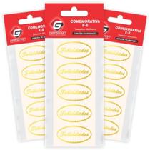 Etiqueta para Presente Felicidades Retang. Brilho