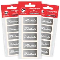 Etiqueta para Presente Felicidades Retangular Prata CTCOM 100