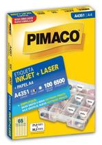Etiqueta pimaco a4351 21,2 x 38,2 c/ 100 fls - 65 etiq. p/ folha