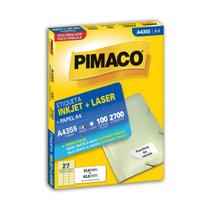 Etiqueta pimaco a4355 31,0 x 63,5 c/ 100 fls - 27 etiq. p/ folha